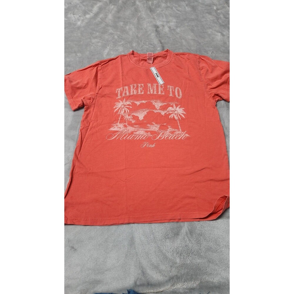 Victoria's Secret Pink Small Orange Malibu Campus Tee NWT